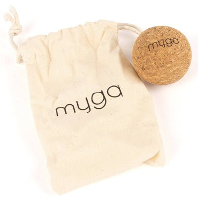 Myga cork massage ball with cotton drawstring storage bag