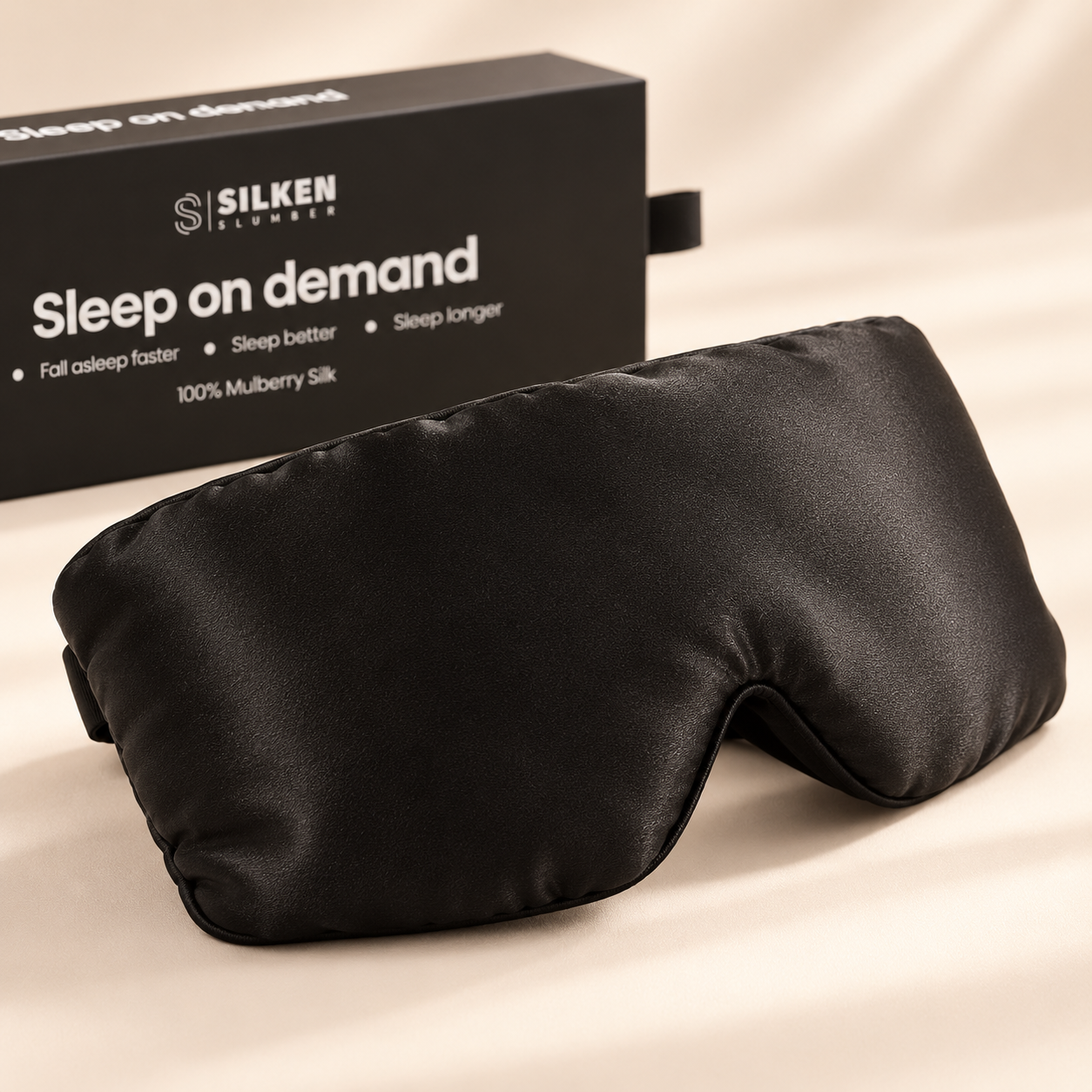 Silken Slumber black mulberry silk sleep mask product photograph