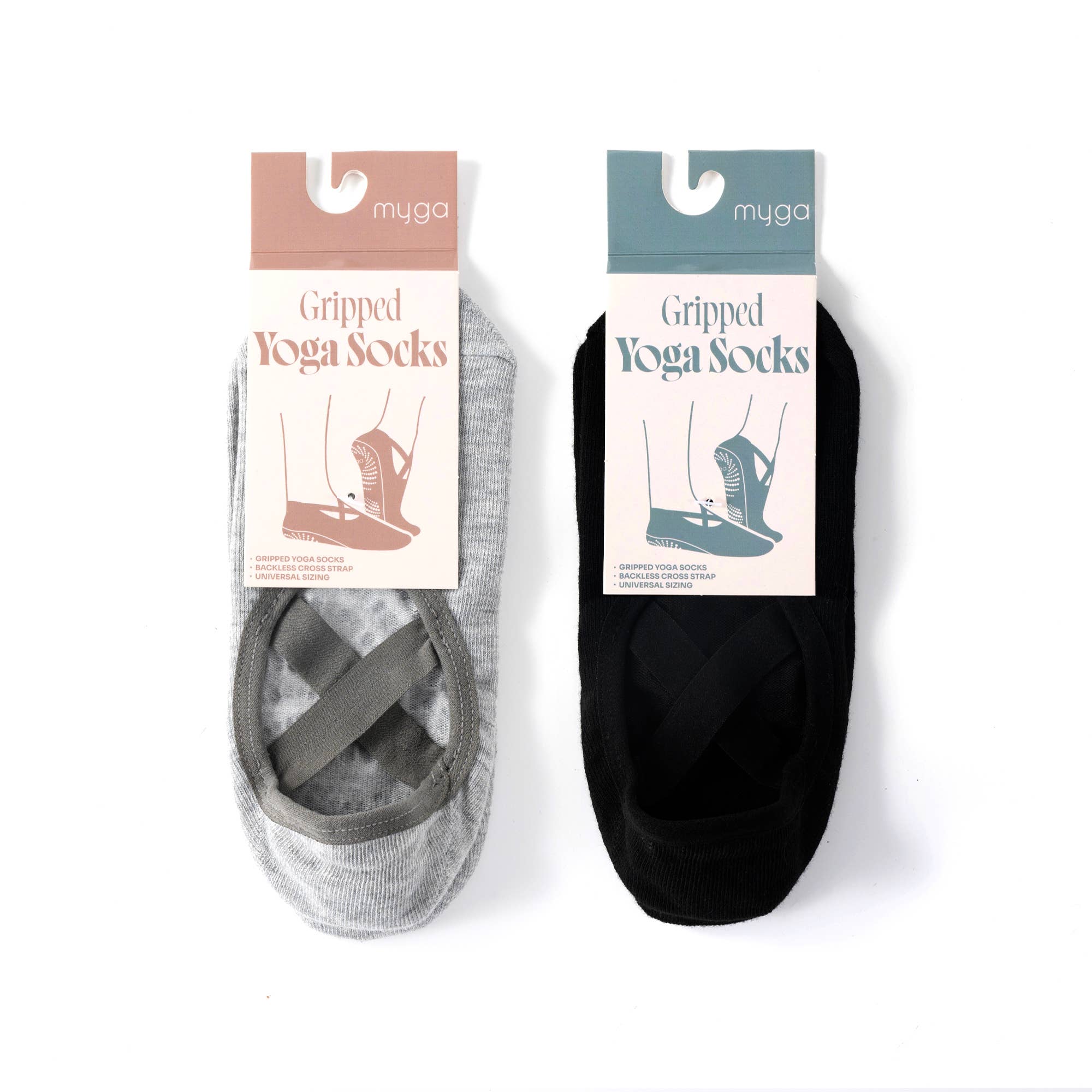 Backless Cross-Strap Gripped Yoga Socks – Non-Slip.