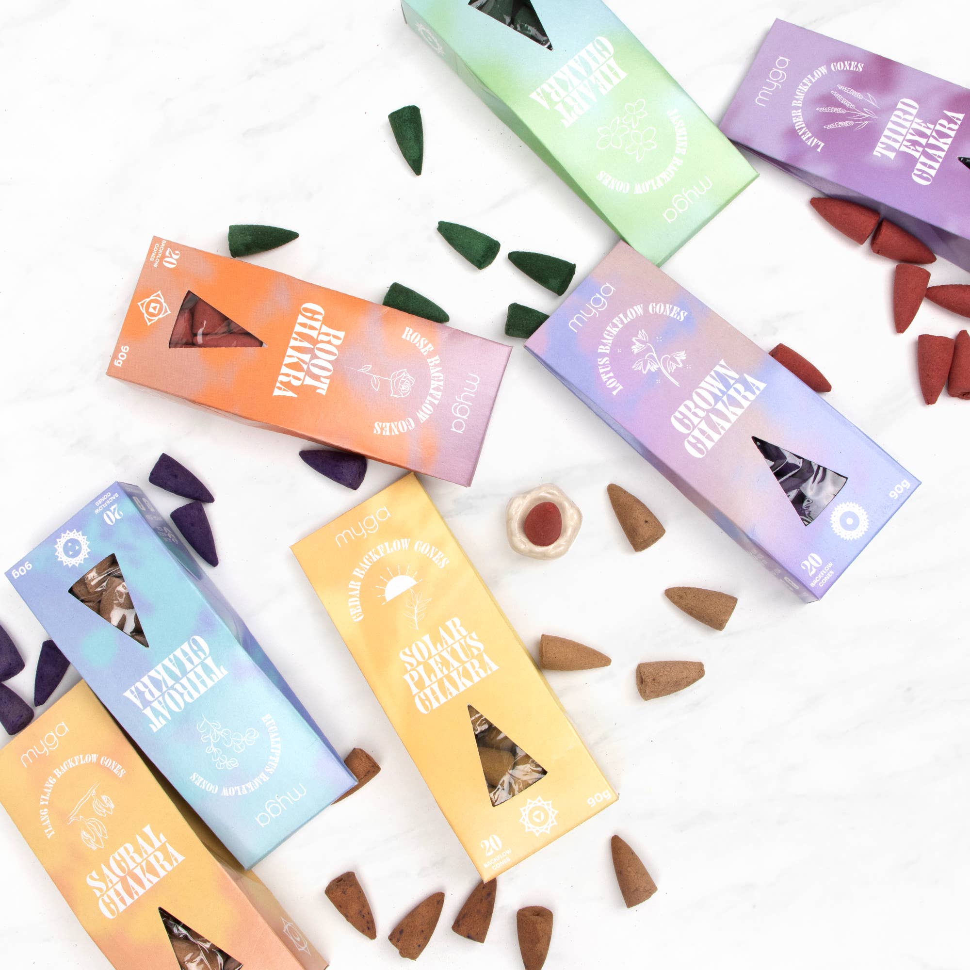 Seven Chakra Backflow Incense Cones