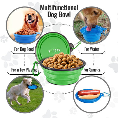 Silicone Portable Pet Bowl Collapsible (Green)